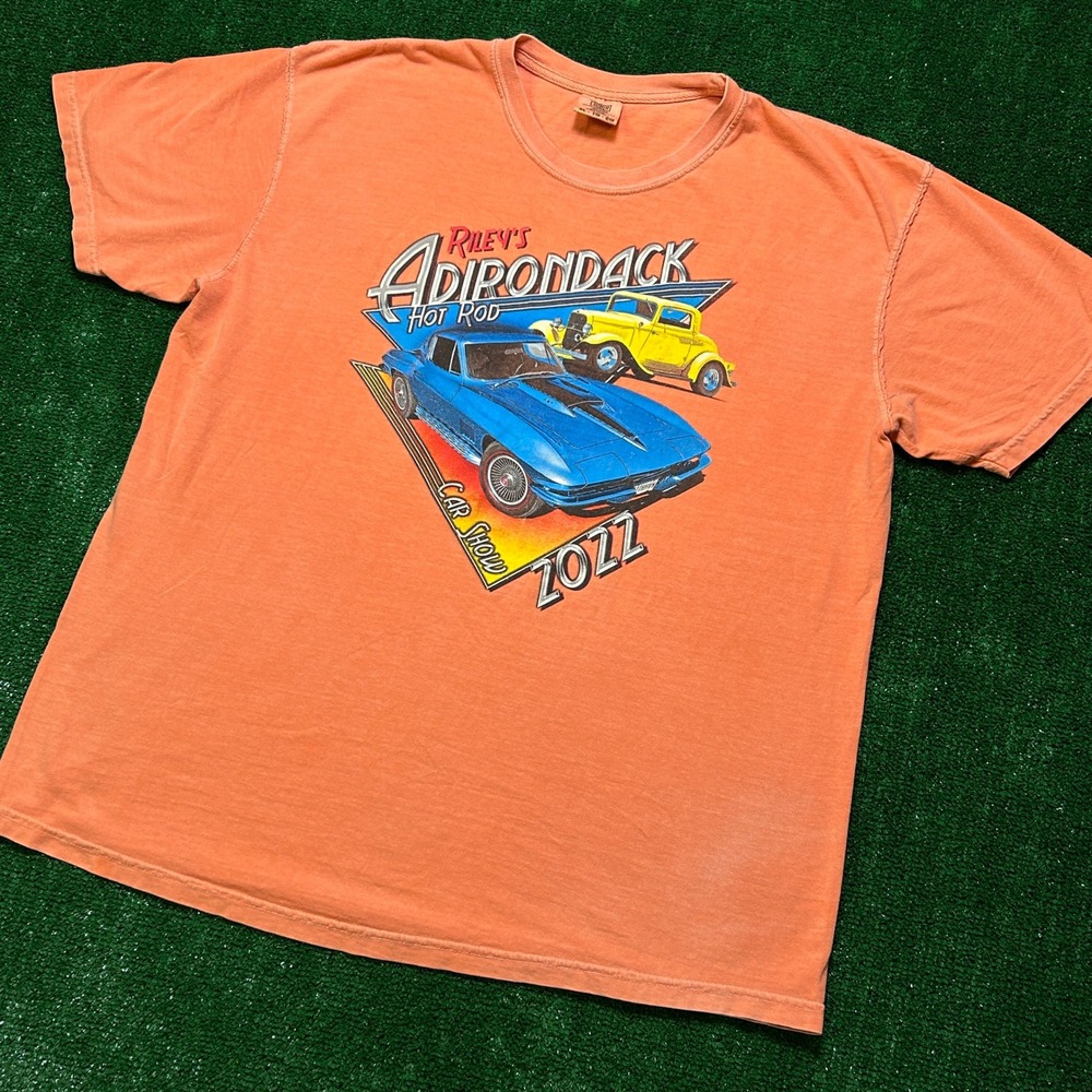 Comfort Colors T-Shirt Mens XL Salmon Adirondack Hot Rod Car Show Graphic Tee - Picture 8 of 8